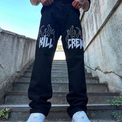Джинси Baggy Чорні з Принтом