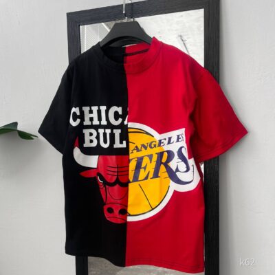 Чоловіча Бавовняна Чорно-Красна Футболка Вільного Крою Chicago Bulls