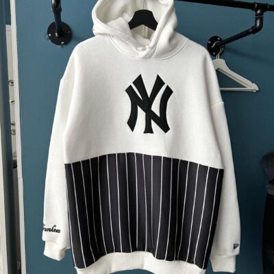 Чоловіче Худі Біле "New York Yankees" Флісове - Тепле Оверсайз