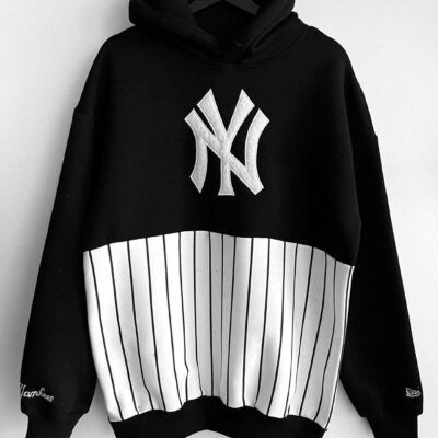 Чоловіче Худі Чорне "New York Yankees" Флісове - Тепле Оверсайз