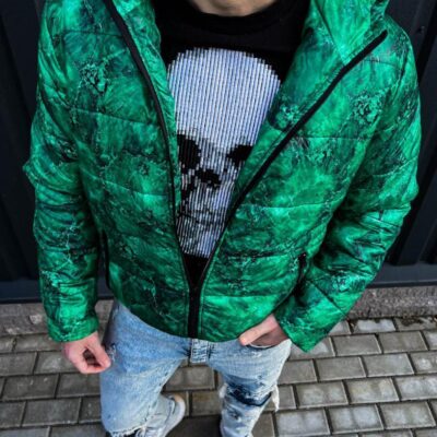 Чоловіча Зимова Куртка Зелена з Принтом