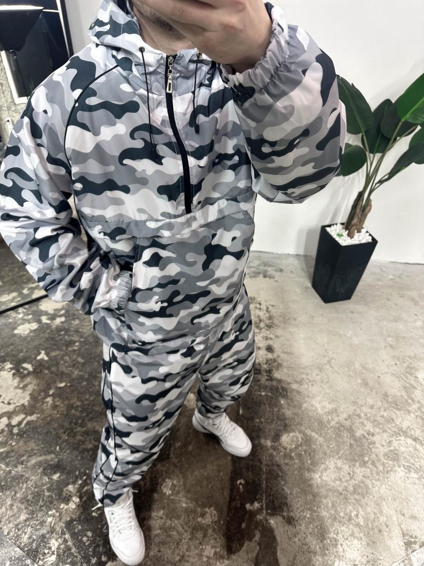 Чоловічий Костюм Білий Камуфляж - Плащівка (АНОРАК + ШТАНИ)