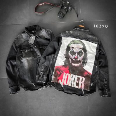 Чоловіча Джинсова Сорочка Чорна - Денім Оверсайз з Нашивкою на Спині "Joker"