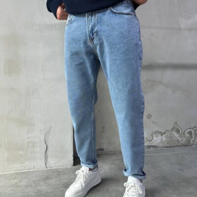 Чоловічі Джинси Мом Блакитні - Базові Класичні (Великі розміри)