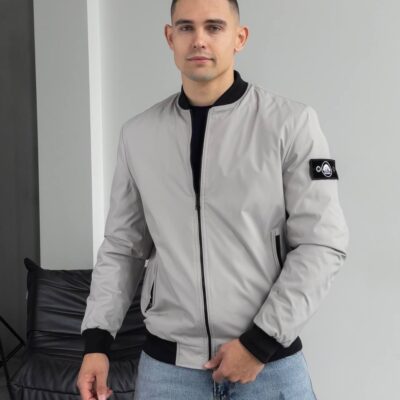 Чоловічий Бомбер Сірий Класичний (Великі Розміри)