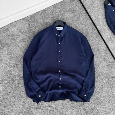 Чоловіча Класична Сорочка Синя Button-Down - Повсякденна Однотонна Темна