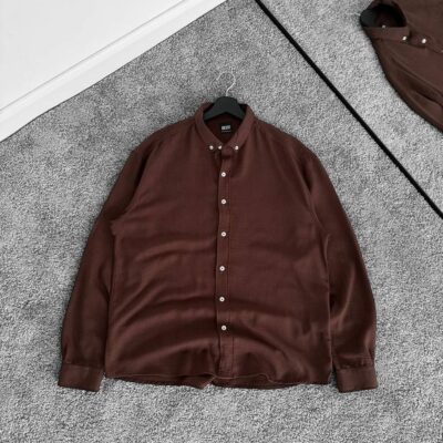 Чоловіча Класична Сорочка Коричнева Button-Down - Повсякденна Однотонна