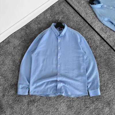 Чоловіча Класична Сорочка Блакитна Button-Down - Повсякденна Однотонна