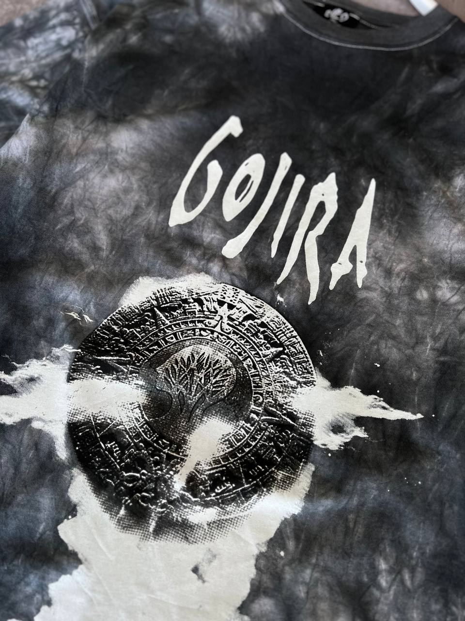 Чоловіча Футболка Чорна - Біла Оверсайз Тай-Дай з Принтом "Gojira"