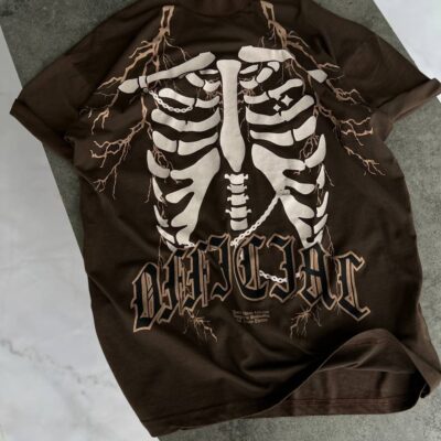 Чоловіча Футболка Коричнева - Оверсайз Принтована "Skeleton"