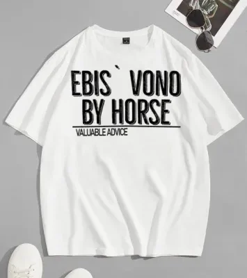 Чоловіча Біла Футболка Оверсайз з Мерчем Написом “By Horse”
