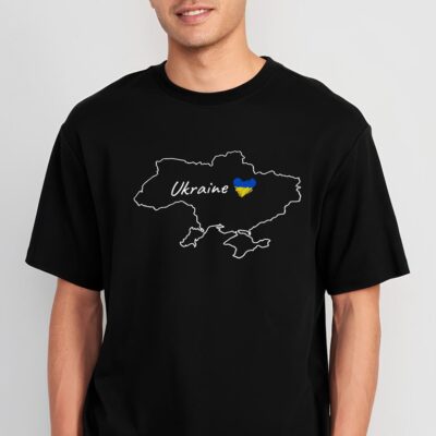 Чоловіча Чорна Футболка Оверсайз з Мерчем Ukraine