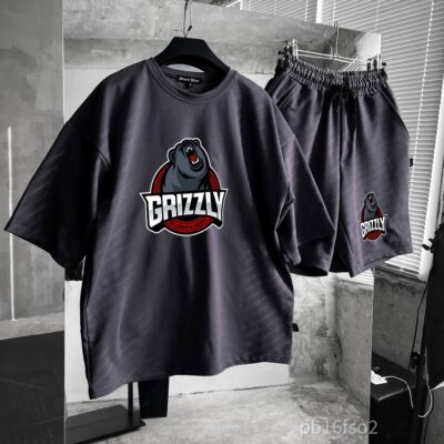 Чоловічий Базовий Літній Графітовий Костюм "Grizzly" (Футболка + Шорти)