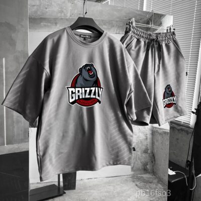 Чоловічий Базовий Літній Сірий Костюм "Grizzly" (Футболка + Шорти)