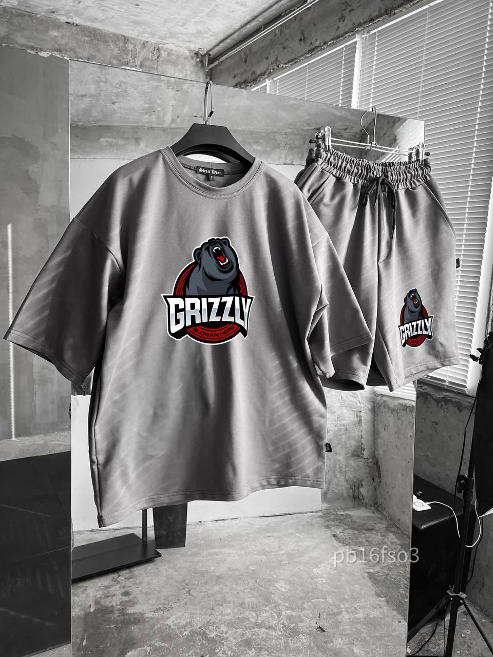 Чоловічий Базовий Літній Сірий Костюм "Grizzly" (Футболка + Шорти)