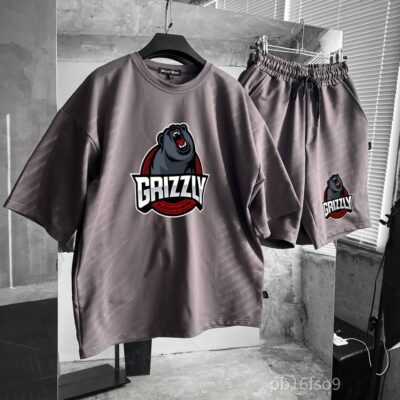 Чоловічий Базовий Літній Темно-Сірий Костюм "Grizzly" (Футболка + Шорти)