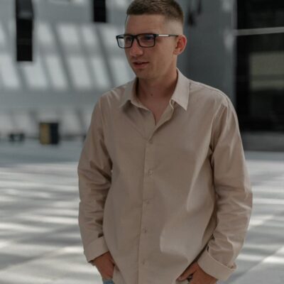 Чоловіча Базова Класична Бежева Сорочка Бавовняна
