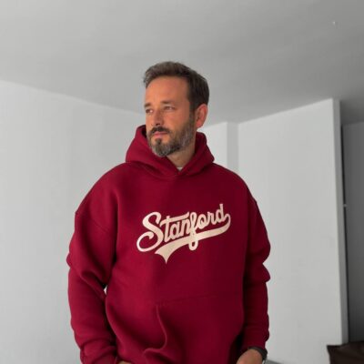 Чоловіче Червоне Худі "Stanford" Оверсайз - Утеплене на Флісі