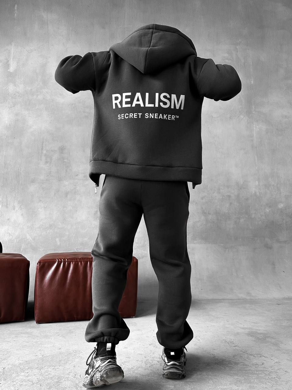 Чоловічий Графітовий Спортивний Костюм "Realism" Теплий з Начосом (Зіпка + Штани)