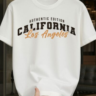 Чоловіча Об'ємна Біла Футболка "CALIFORNIA" з Принтом