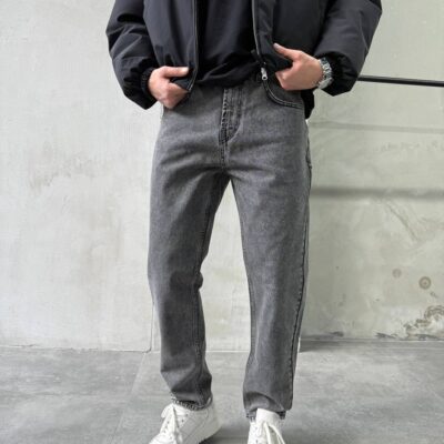 Чоловічі Вільні Сірі Джинси СЛІМ - Джинсові Штани SLIM CROP