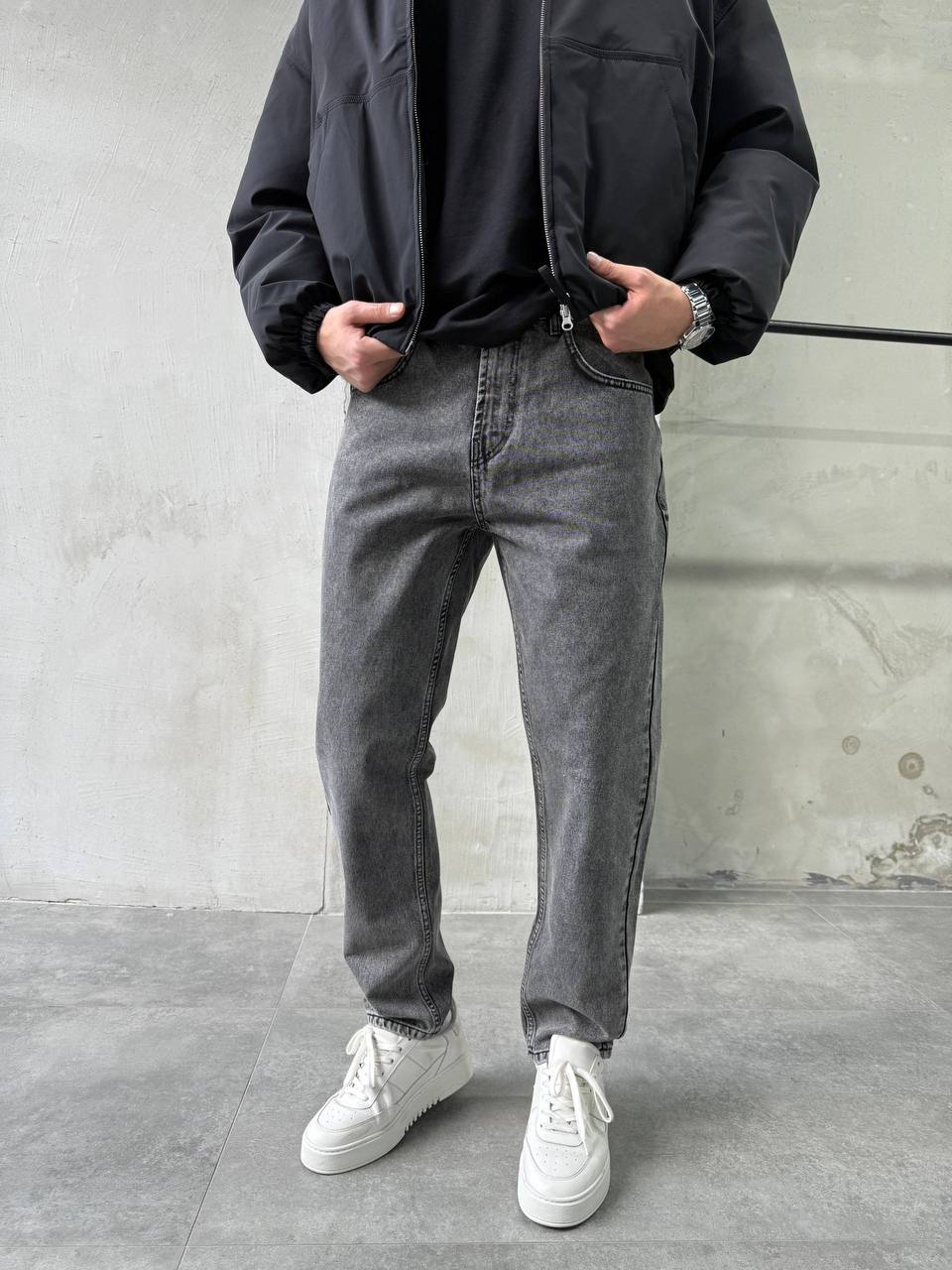 Чоловічі Вільні Сірі Джинси СЛІМ - Джинсові Штани SLIM CROP