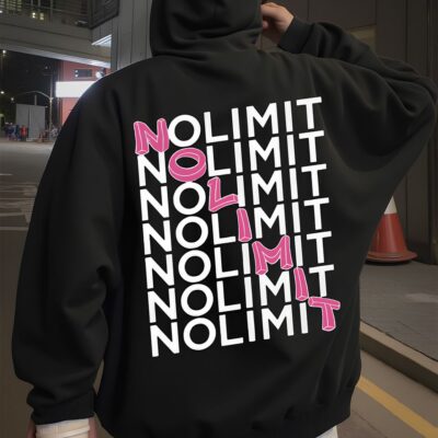 Чоловіче Чорне Оверсайз Худі з Принтом "Nolimit"