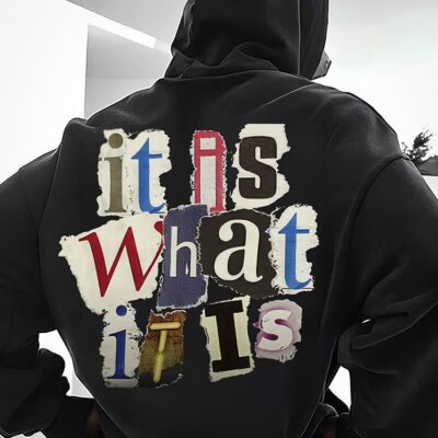 Чоловіче Чорне Оверсайз Худі з Написом "It As What It Is"