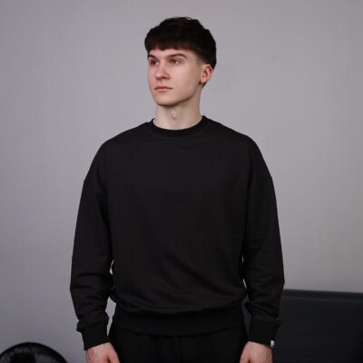 Чоловічий Базовий Трикотажний Чорний Світшот