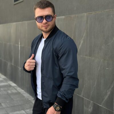 Чоловіча Демісезонна Темно-Синя Куртка Вітровка - Водовідштовхувальний Бомбер на Блискавці