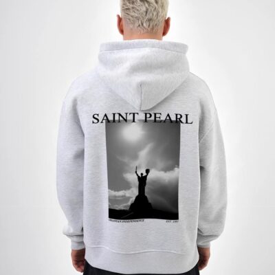 Чоловіче Вільне Худі Сіре Меланж "Saint Pearl" - Утеплене на Флісі