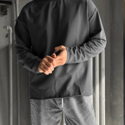 Чоловічий Базовий Графітовий Світшот Лонгслів Оверсайз Бавовняний