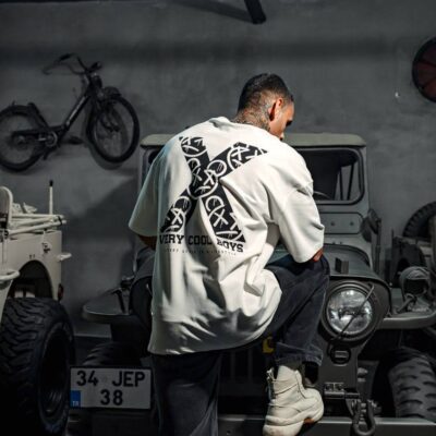 Чоловіча Біла Футболка "X" Оверсайз - Бавовняна з Принтом на Спині