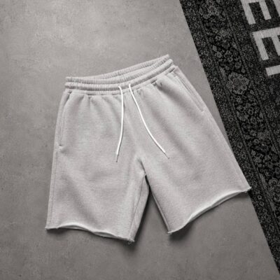 Чоловічі Базові Бавовняні Сірі Шорти Обрізані Внизу