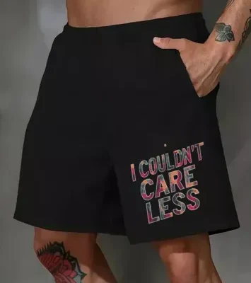 Чоловічі Літні Чорні Шорти "I Couldn't Care Less" Вільного Крою