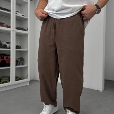Чоловічі Коричневі Штани Брюки Baggy - Об'ємні Бавовняні