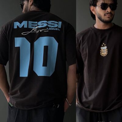 Чоловіча Чорна Оверсайз Футболка MESSI з Номером на Спині