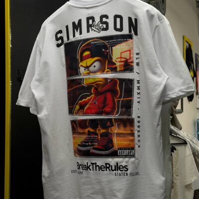Чоловіча Біла Футболка Оверсайз з Нашивками "SIMPSON"